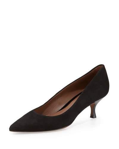 Rome Suede Low-heel Pump, Black