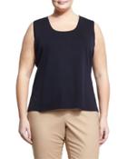 Scoop-neck Knit Tank, Navy,