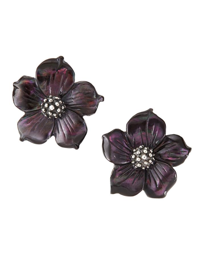 Stephen Dweck Mother-of-pearl Flower Stud Earrings, Gray, Women's
