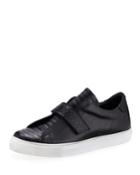Men's Leather Grip-strap Sneakers, Black