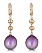 14k Bead & Purple Pearl Earrings