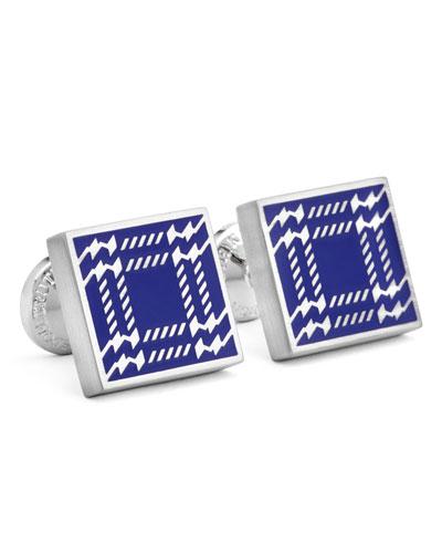 Square Houndstooth-print Cuff Links,