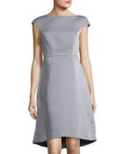 Boat-neck Cap-sleeve A-line Dress,