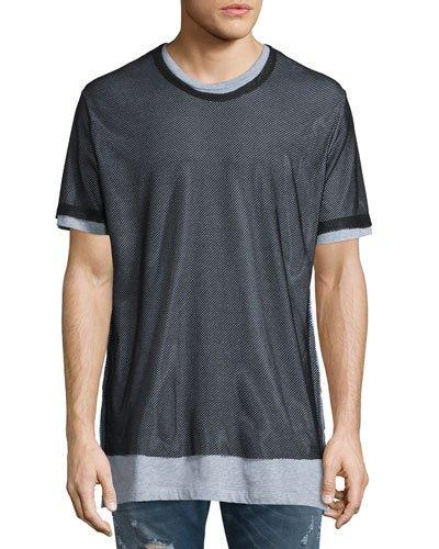 Seaweed Short-sleeve Tee W/mesh Overlay, Black