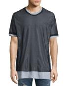 Seaweed Short-sleeve Tee W/mesh Overlay, Black