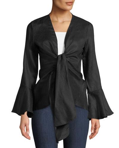 Bell-sleeve Tie-front