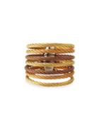 Split 7-row Cable Ring, Brown,