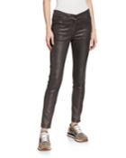 Metallic-leather Skinny 5-pocket