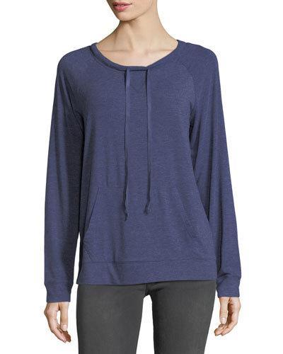 Drawstring-neck Raglan Top