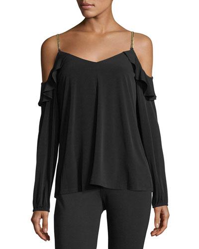 Chain-link Cold-shoulder Top
