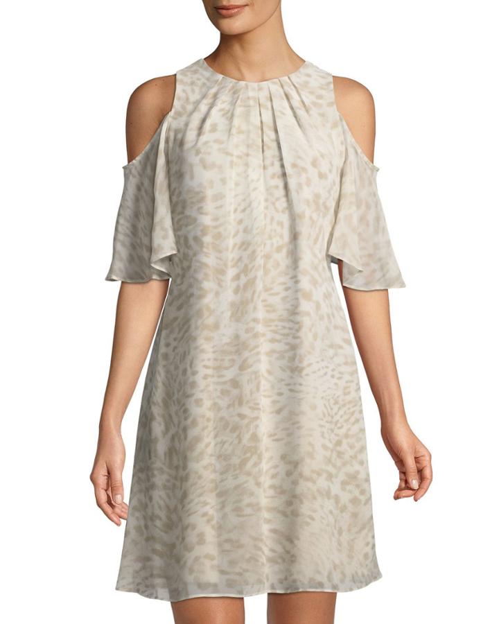 Cold-shoulder Animal-print Dress