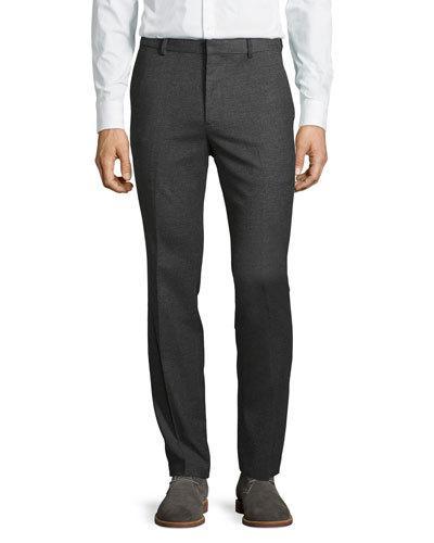 Slim Wool-blend Trousers, Dark Gray