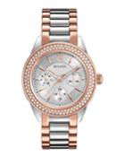 38mm Crystal Chronograph Watch W/ Bracelet Strap, Two-tone