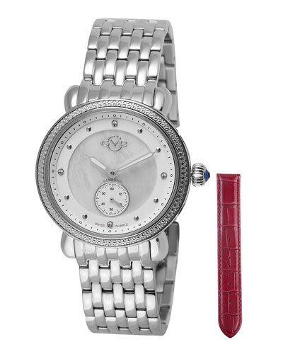 37mm Marsala Sub Eye Chronograph Watch, White Pearl