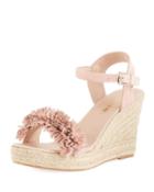 Olexa Suede Fringe Wedge Sandal,