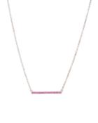 14k White Gold Pink Sapphire Bar Necklace