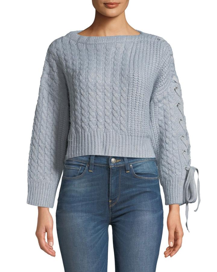 Cabled Lace-up Pullover