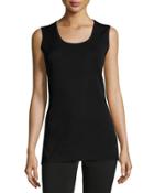 Scoop-neck Knit Long Tank, Black