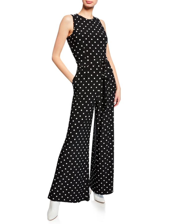 Polka Dot Self-tie Jumpsuit