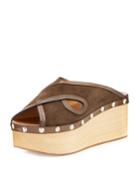 Zipla Suede Clog Wedge