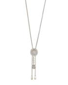 14k White Gold Adjustable Diamond Pendant Necklace,