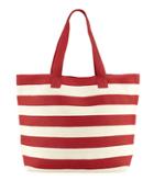 Wide Striped Tote Bag, Red