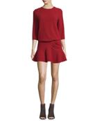 Isla 3/4-sleeve Ruffle-hem Dress