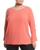 Split-sleeve Blouse W/ Bow Ties,