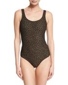 Textured Leopard-print One-piece