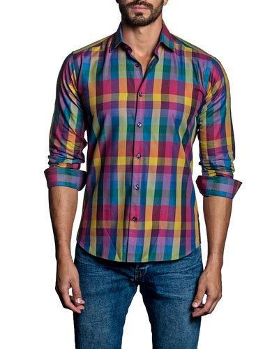 Check Sport Shirt, Pink/yellow