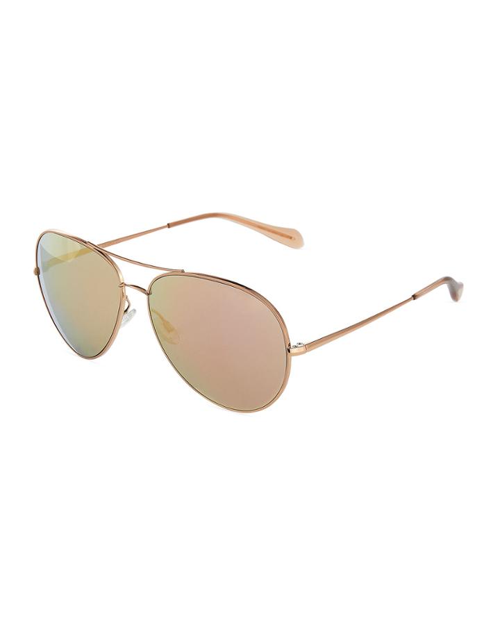 Sayer Mirrored Aviator Sunglasses, Rose Gold