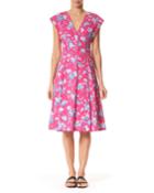 Vine-leaf-print Cap-sleeve Dress