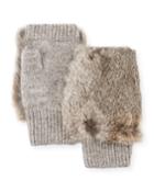 Fingerless Wool-blend Gloves W/ Fur
