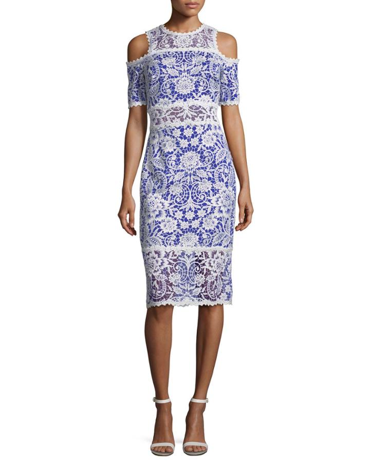 Lace Cold-shoulder Sheath Cocktail Dress