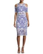 Lace Cold-shoulder Sheath Cocktail Dress