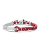 Men's Stainless Steel Id Bar Bracelet With Cord, Red