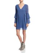 Tiered-sleeve Back-bow Chiffon Dress