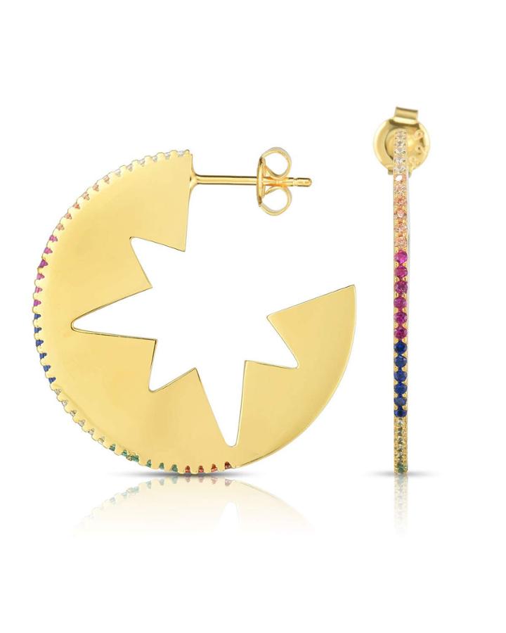 Gold-plated Star Hoop Earrings