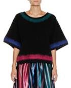 Round-neck Elbow-sleeve Wool-cashmere