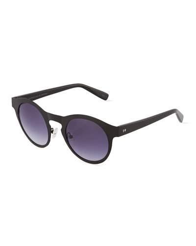 Sevilla Round Plastic/metal Sunglasses, Black
