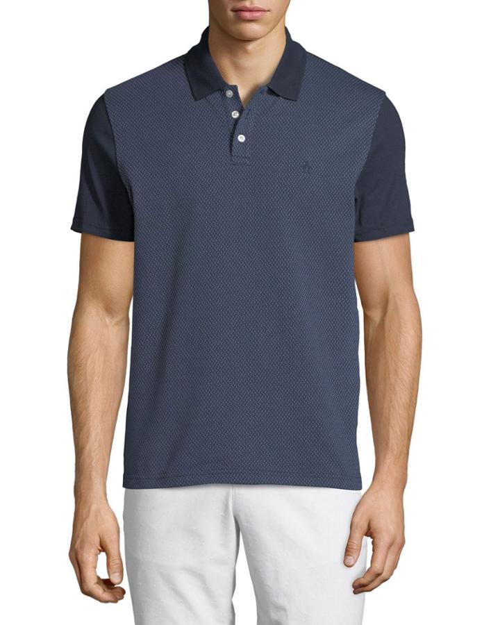 Men's Short-sleeve Jacquard-front Pullover