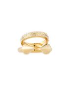 Gold-dipped Plain Titan & Double Crystal Band Ring