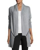 Long-sleeve Double-zip Cardigan, Heather Gray