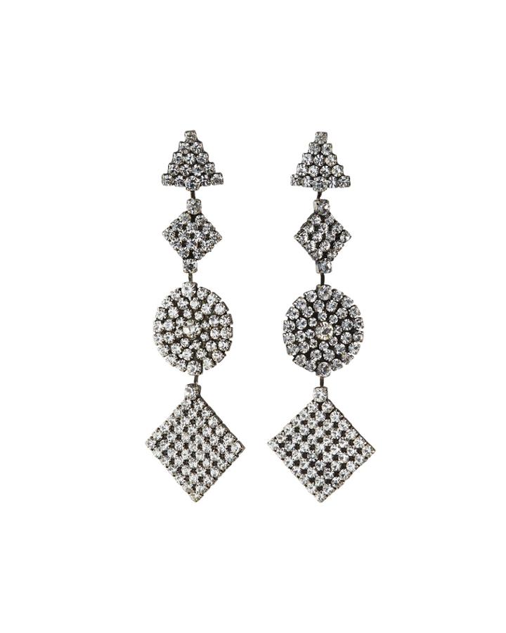 Geometric Pave Drop Earrings