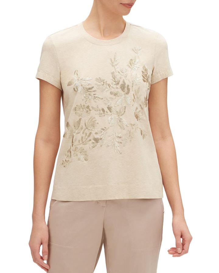 Melange Jersey Short-sleeve Embellished