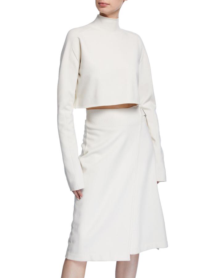 Compact Wool Turtleneck Crop Top