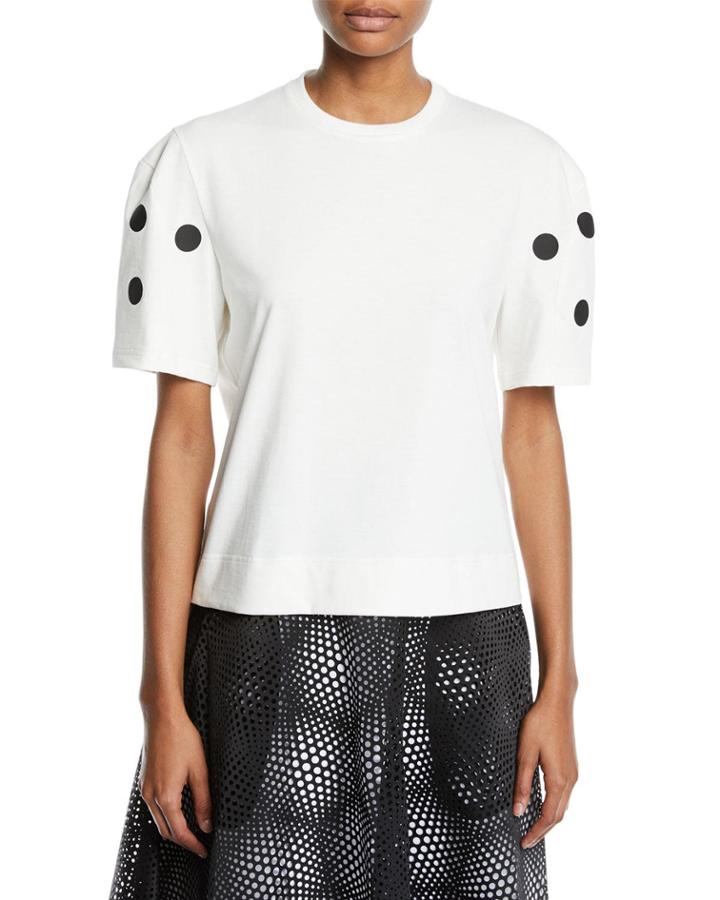 Dot Applique Cropped Crewneck Tee