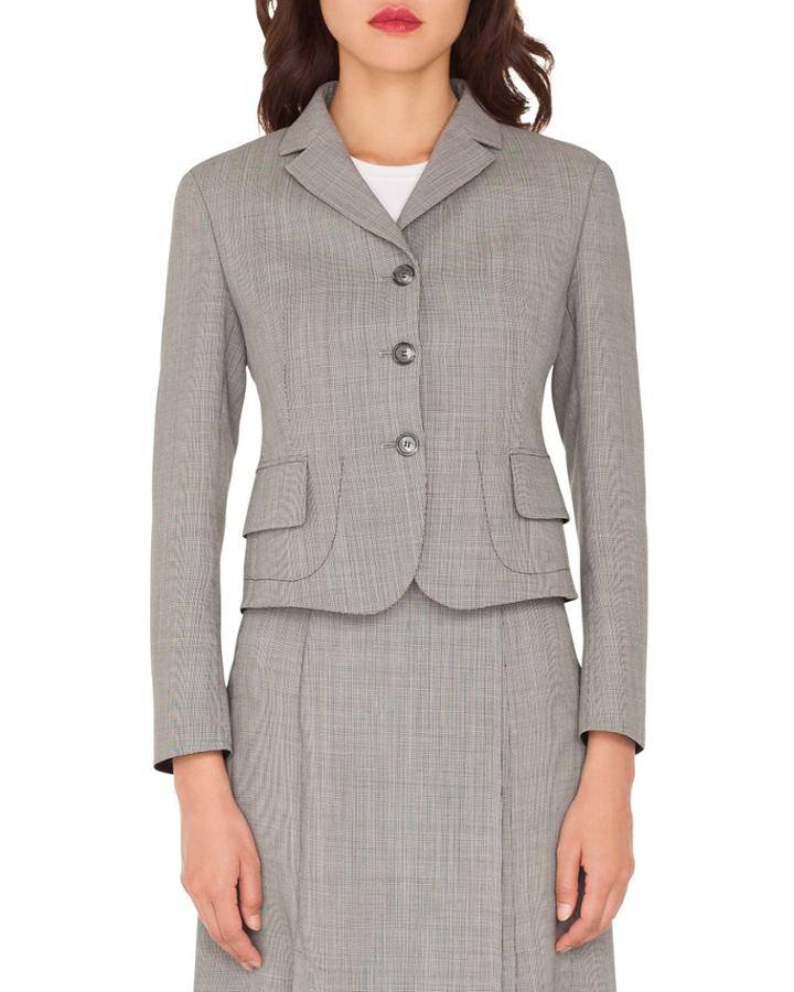 Short End-on-end Woven Wool-blend Jacket