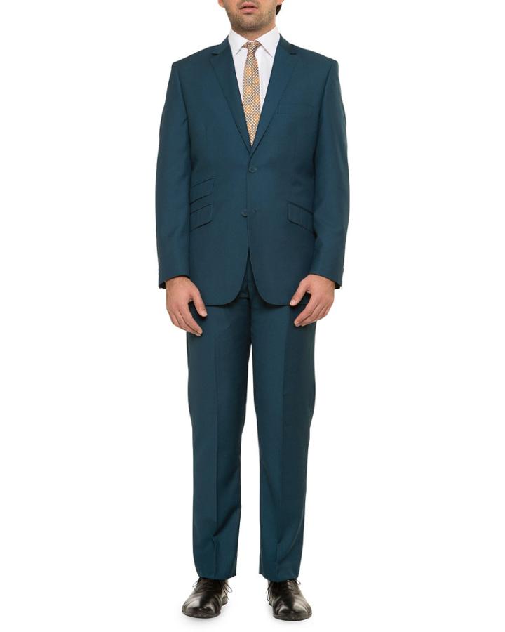 Men's Solid Twill Flat-front Pants, Teal
