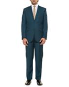 Men's Solid Twill Flat-front Pants, Teal